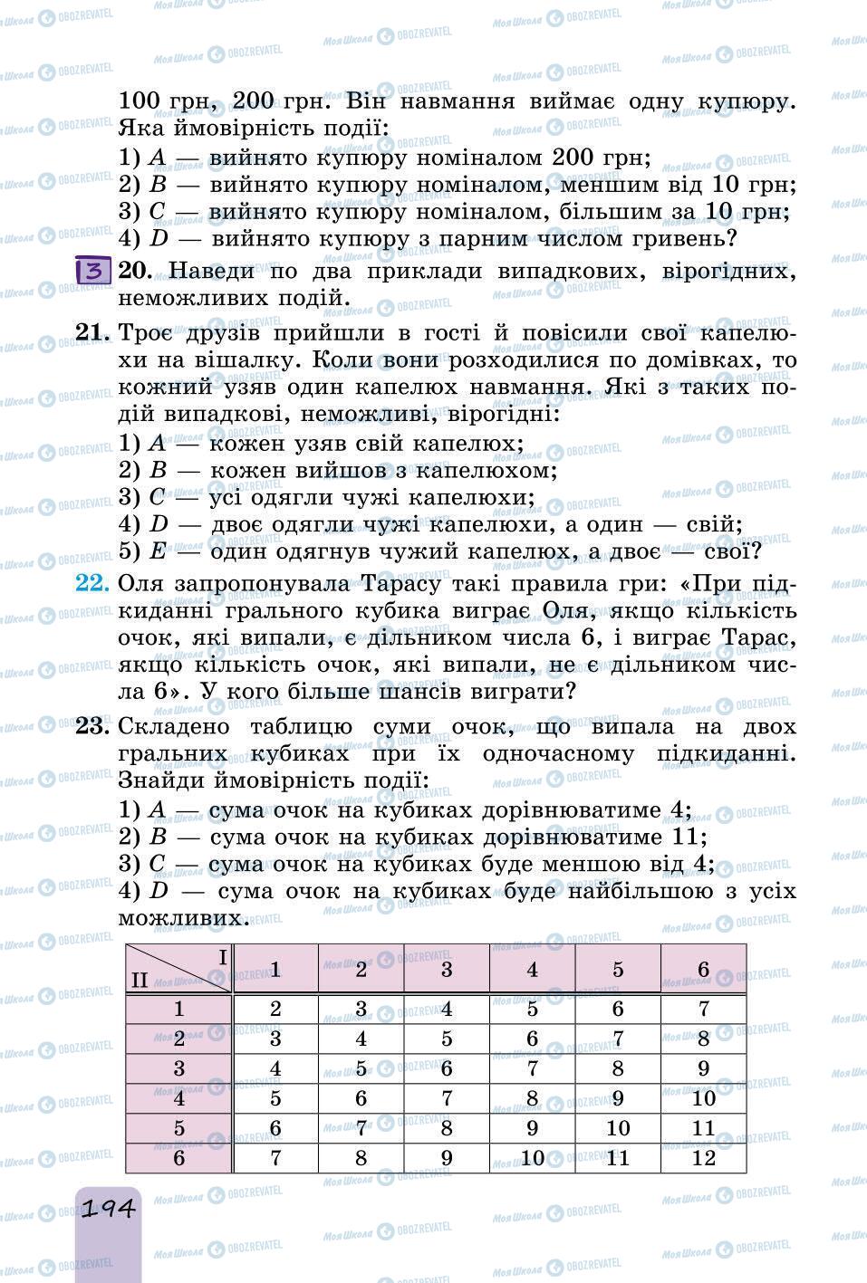 Підручники Математика 6 клас сторінка 194