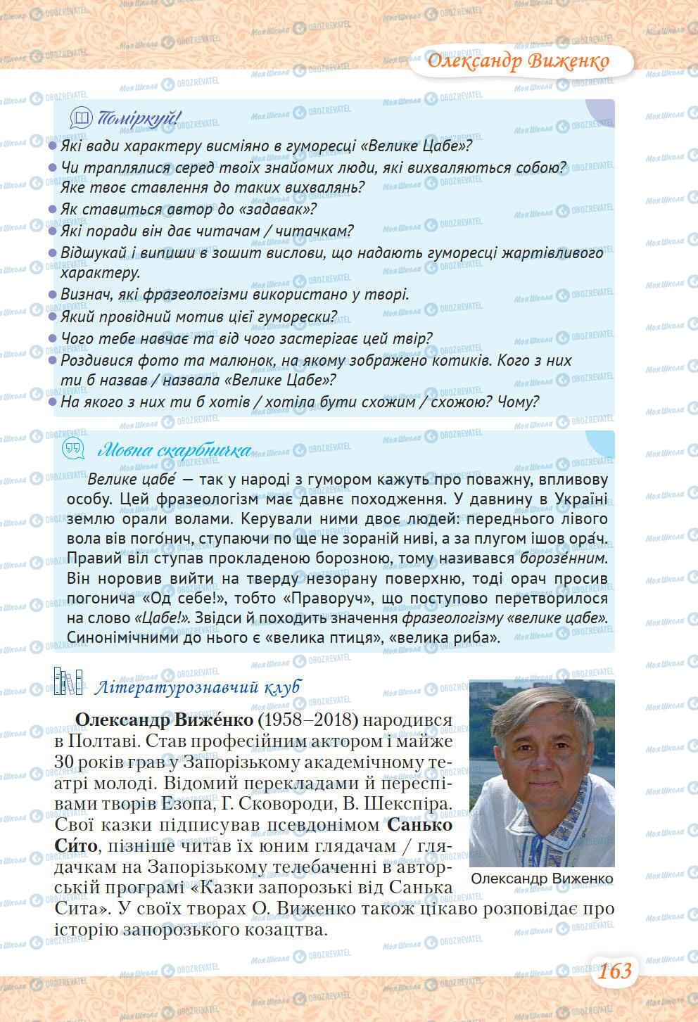 Підручники Українська література 6 клас сторінка 163