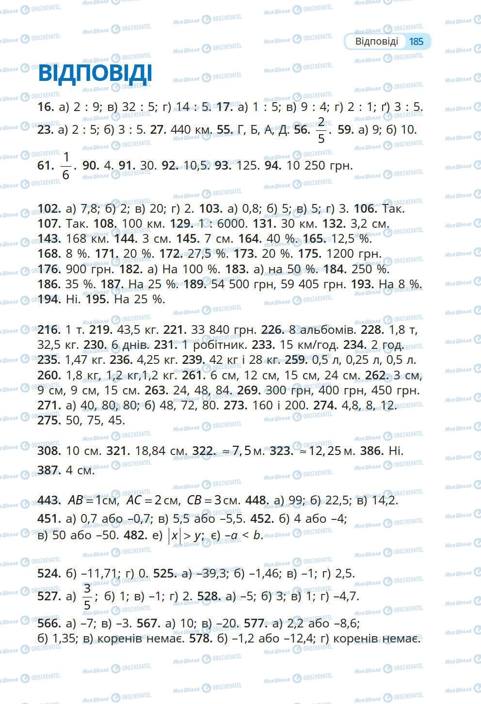 Підручники Математика 6 клас сторінка 185