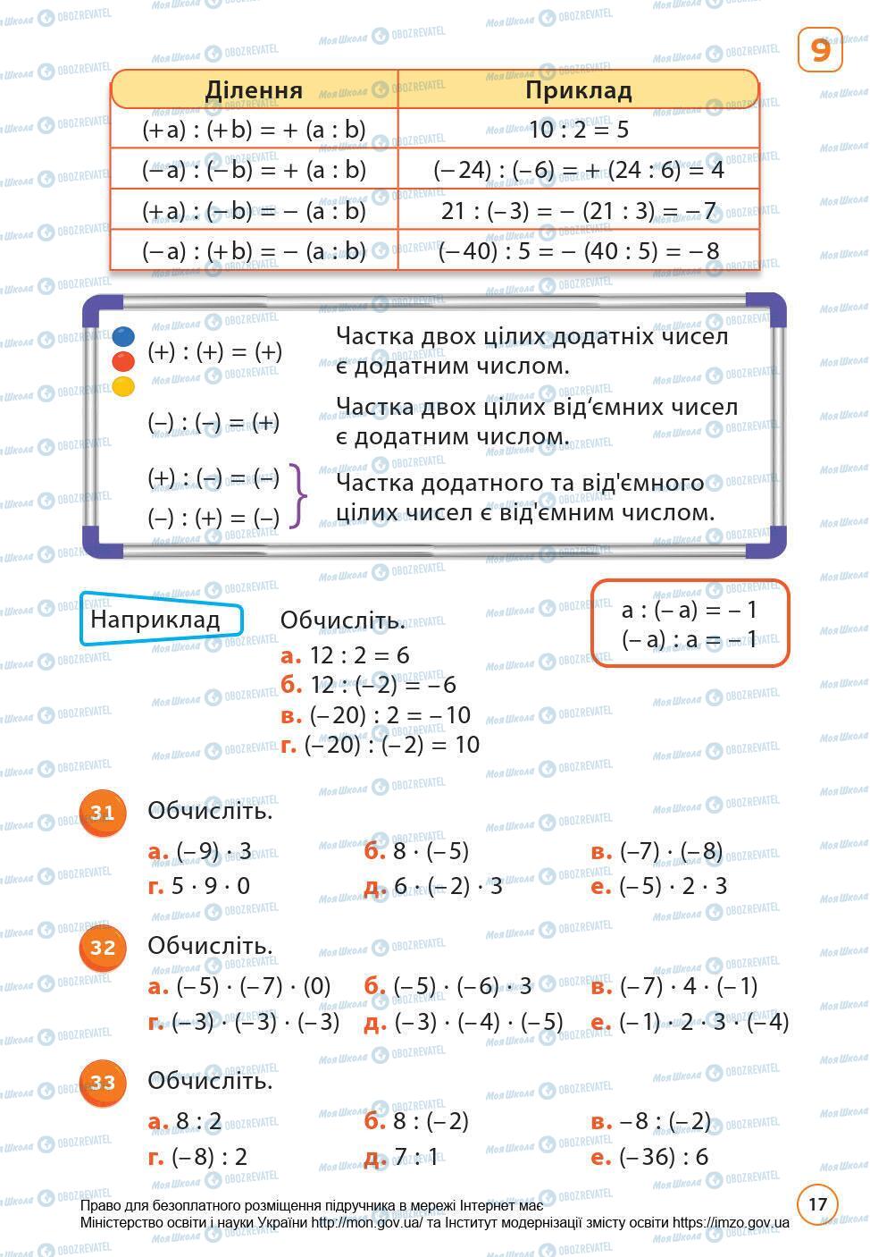 Підручники Математика 6 клас сторінка 17