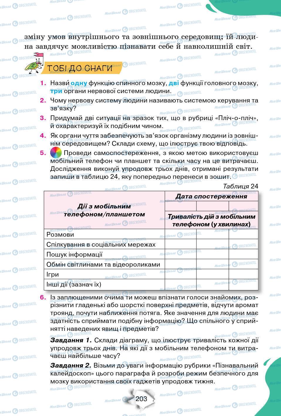 Підручники Природознавство 6 клас сторінка 203