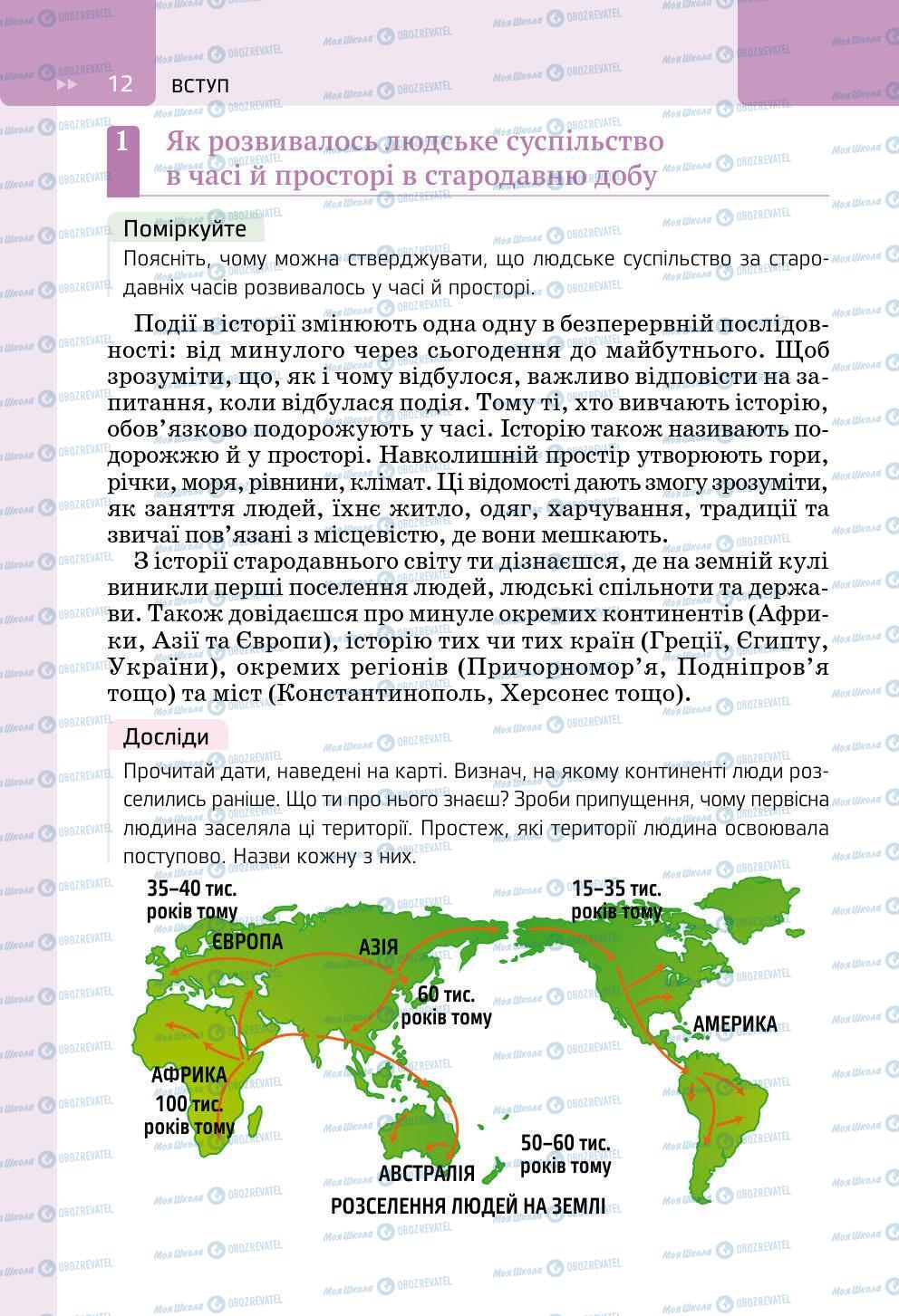 Підручники Всесвітня історія 6 клас сторінка 12