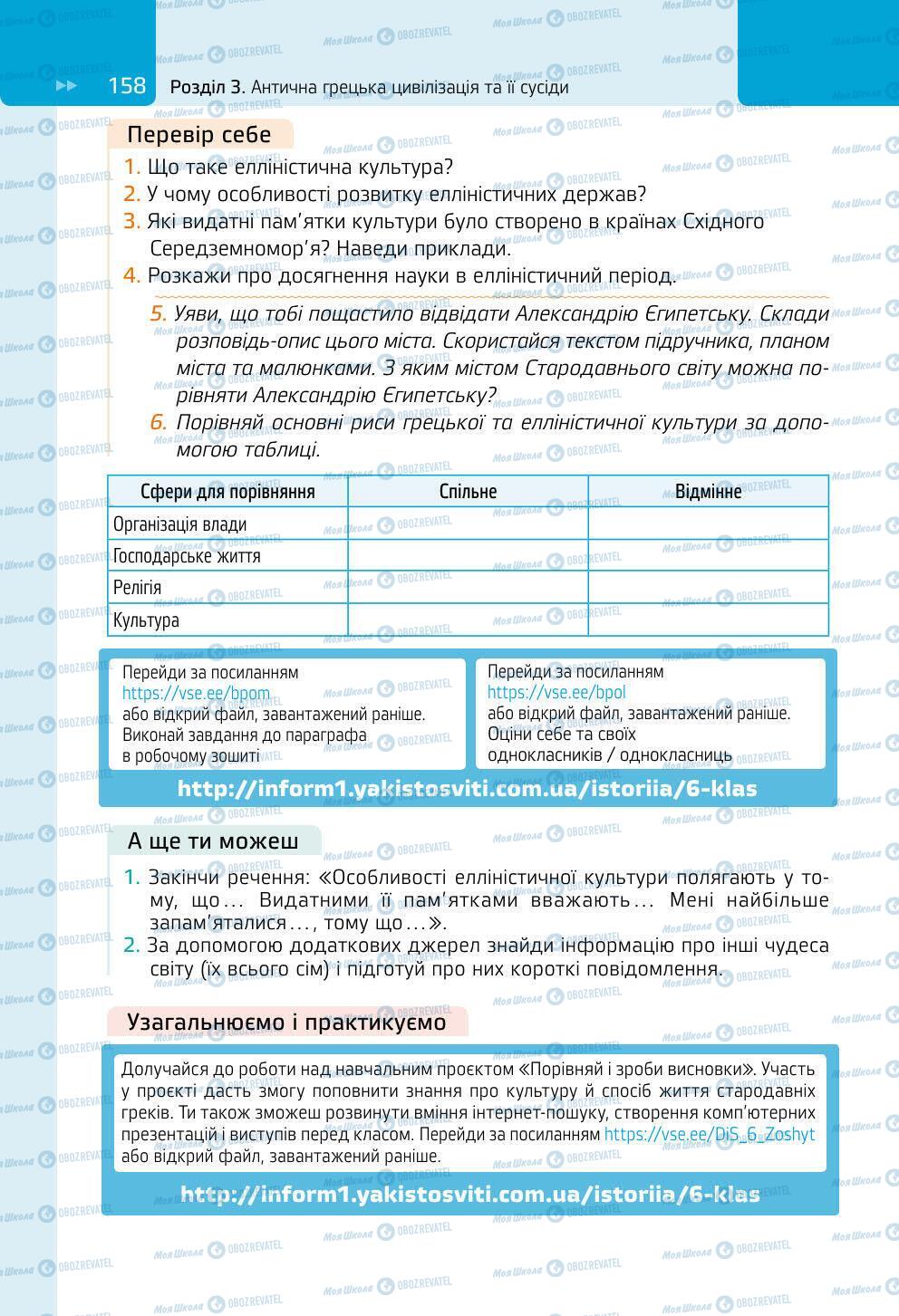 Підручники Всесвітня історія 6 клас сторінка 158