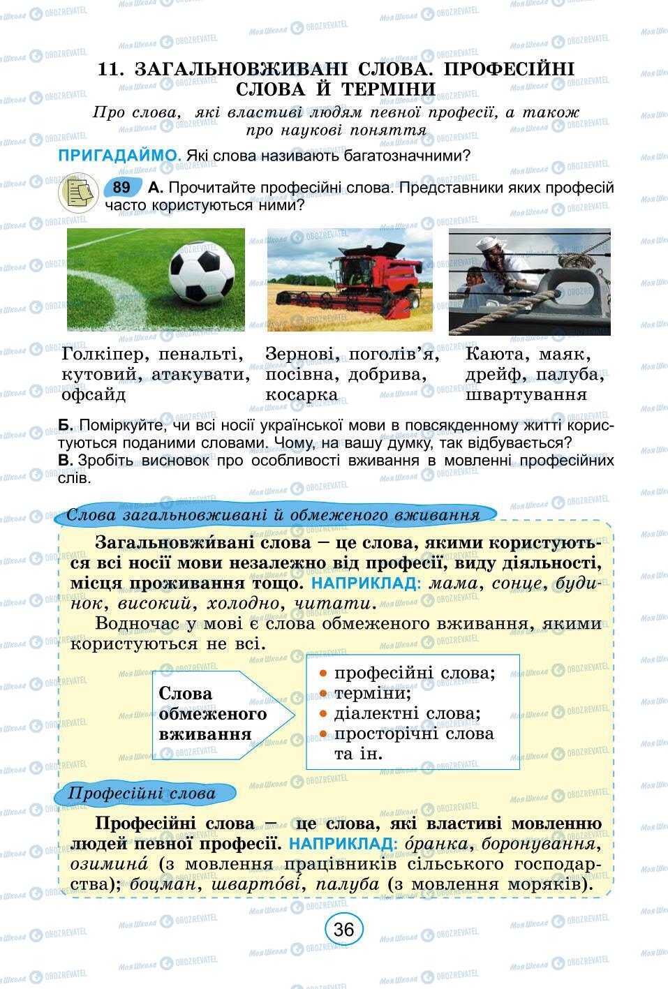 Підручники Українська мова 6 клас сторінка 36