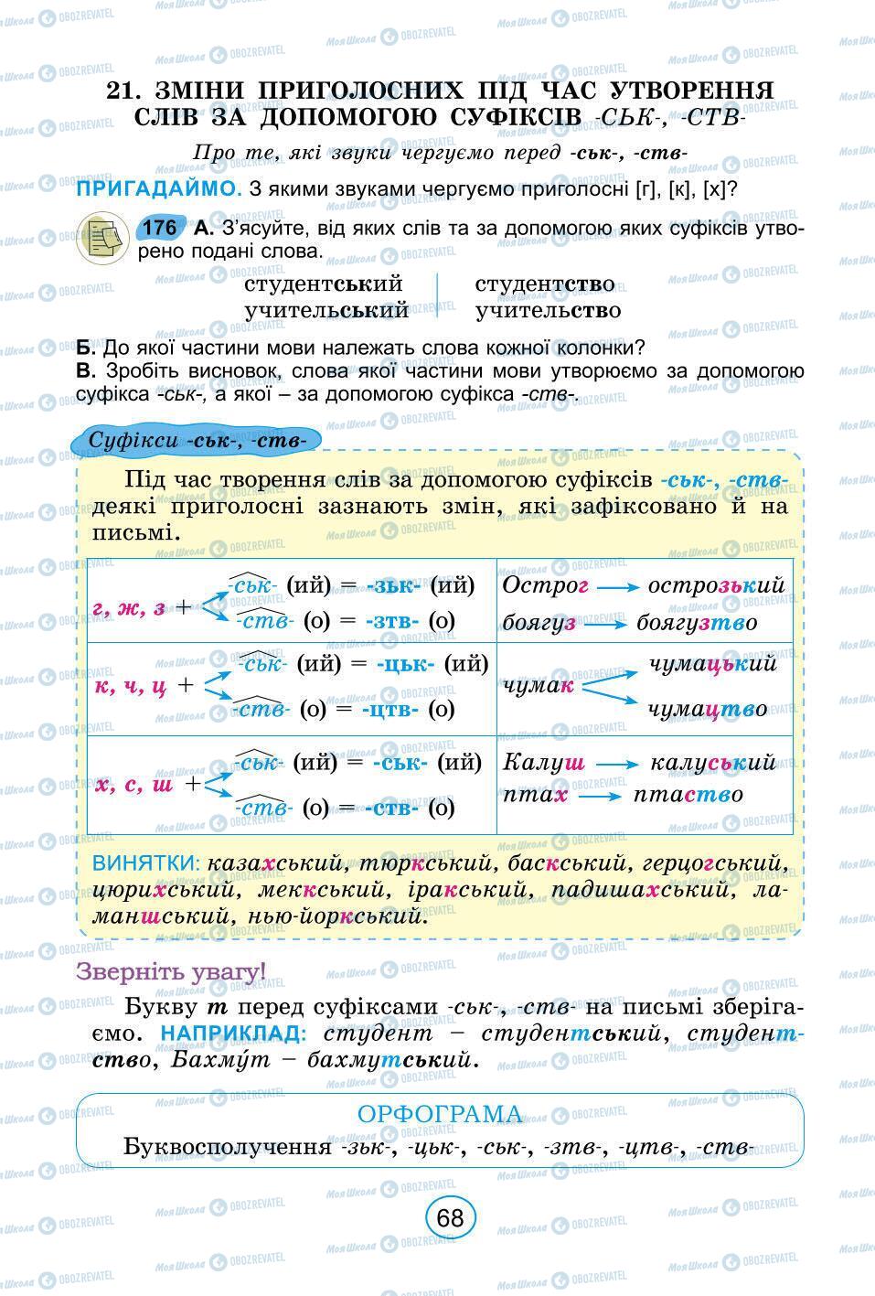 Учебники Укр мова 6 класс страница 68