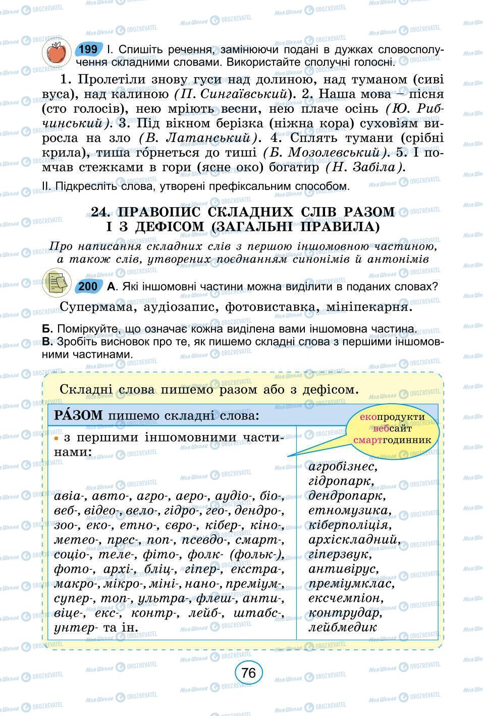 Підручники Українська мова 6 клас сторінка 76