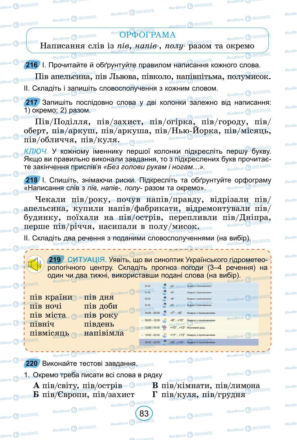 Підручники Українська мова 6 клас сторінка 83