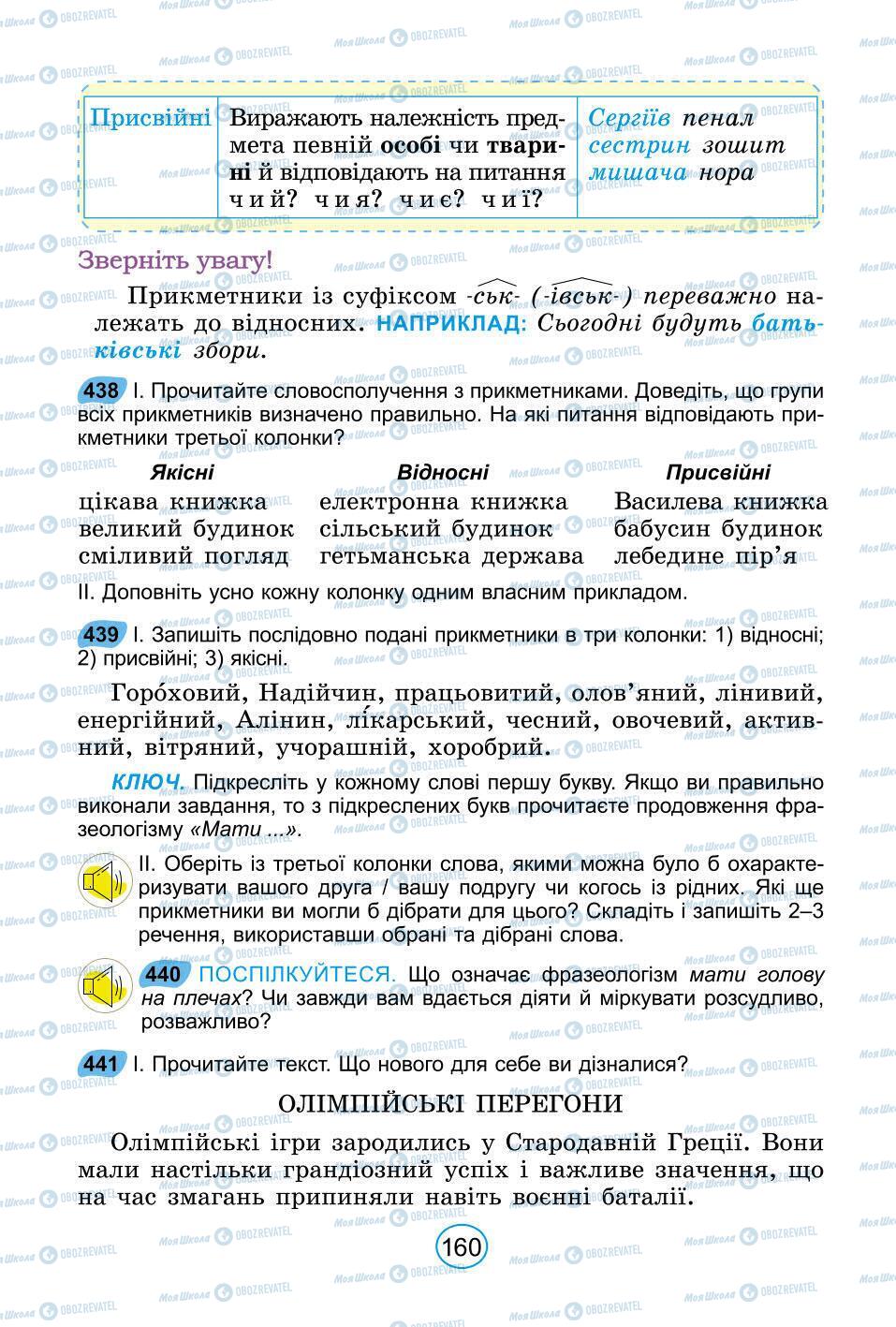 Підручники Українська мова 6 клас сторінка 160