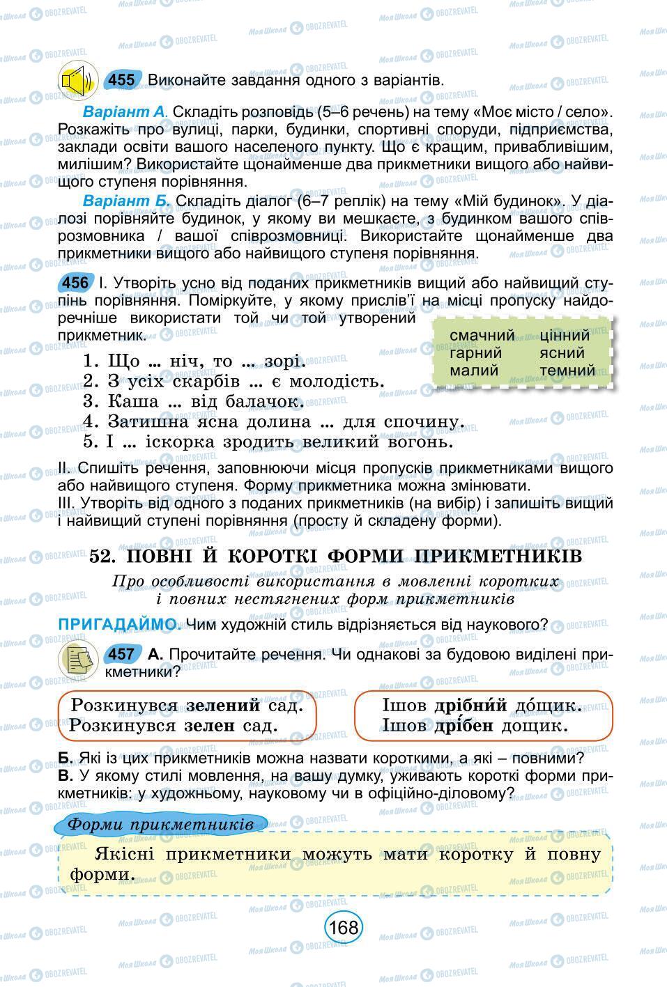 Підручники Українська мова 6 клас сторінка 168