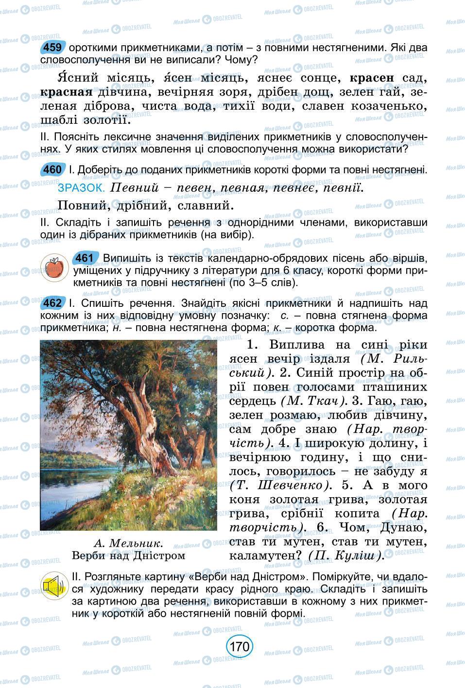 Підручники Українська мова 6 клас сторінка 170