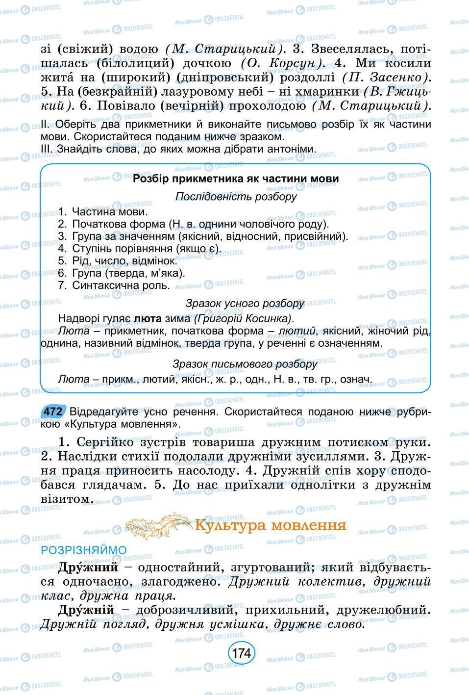 Підручники Українська мова 6 клас сторінка 174