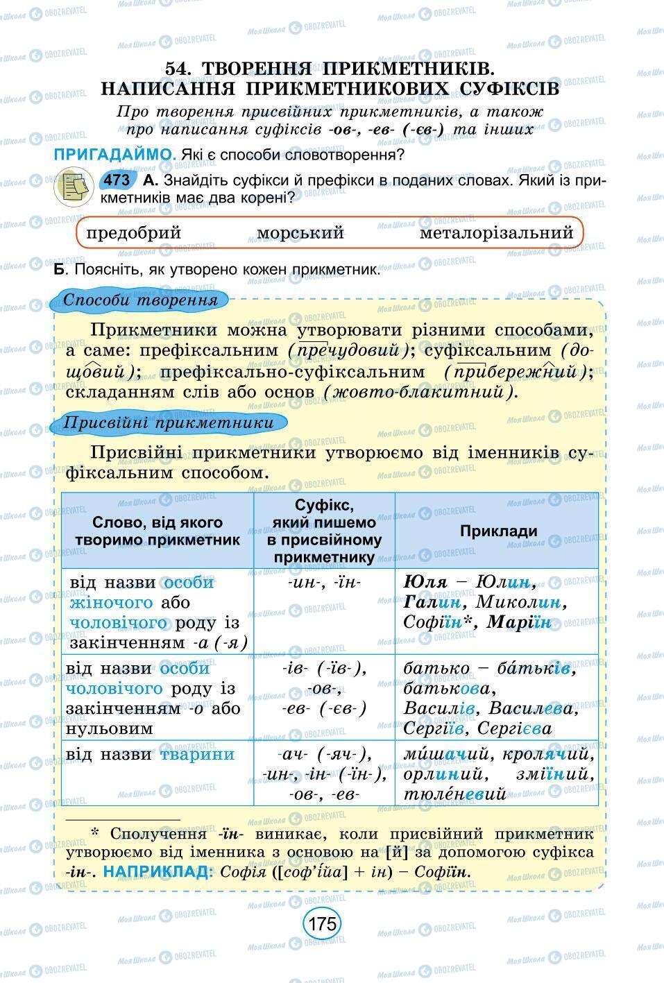 Учебники Укр мова 6 класс страница 175