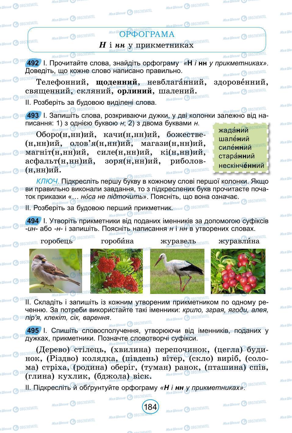 Підручники Українська мова 6 клас сторінка 184