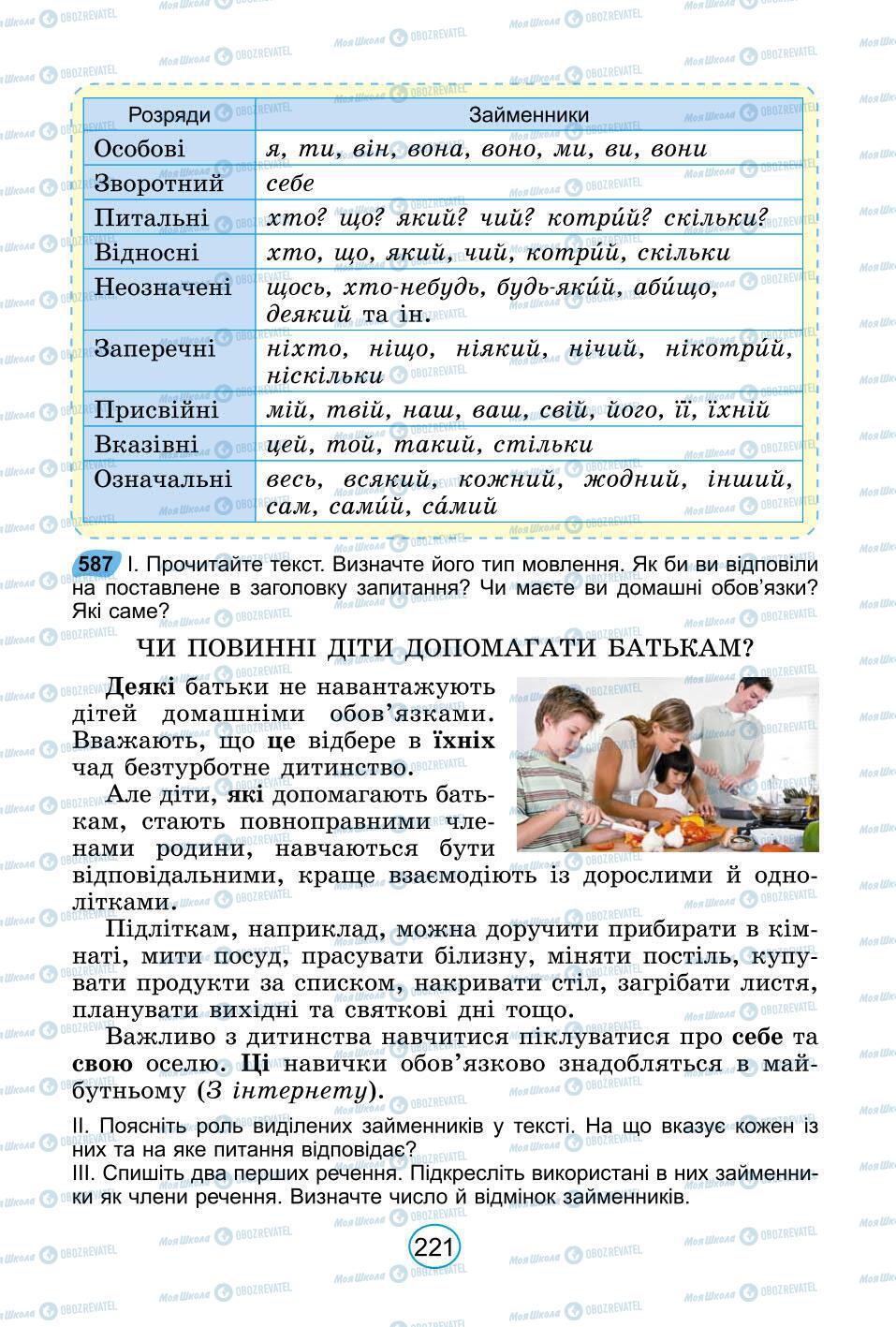 Підручники Українська мова 6 клас сторінка 221