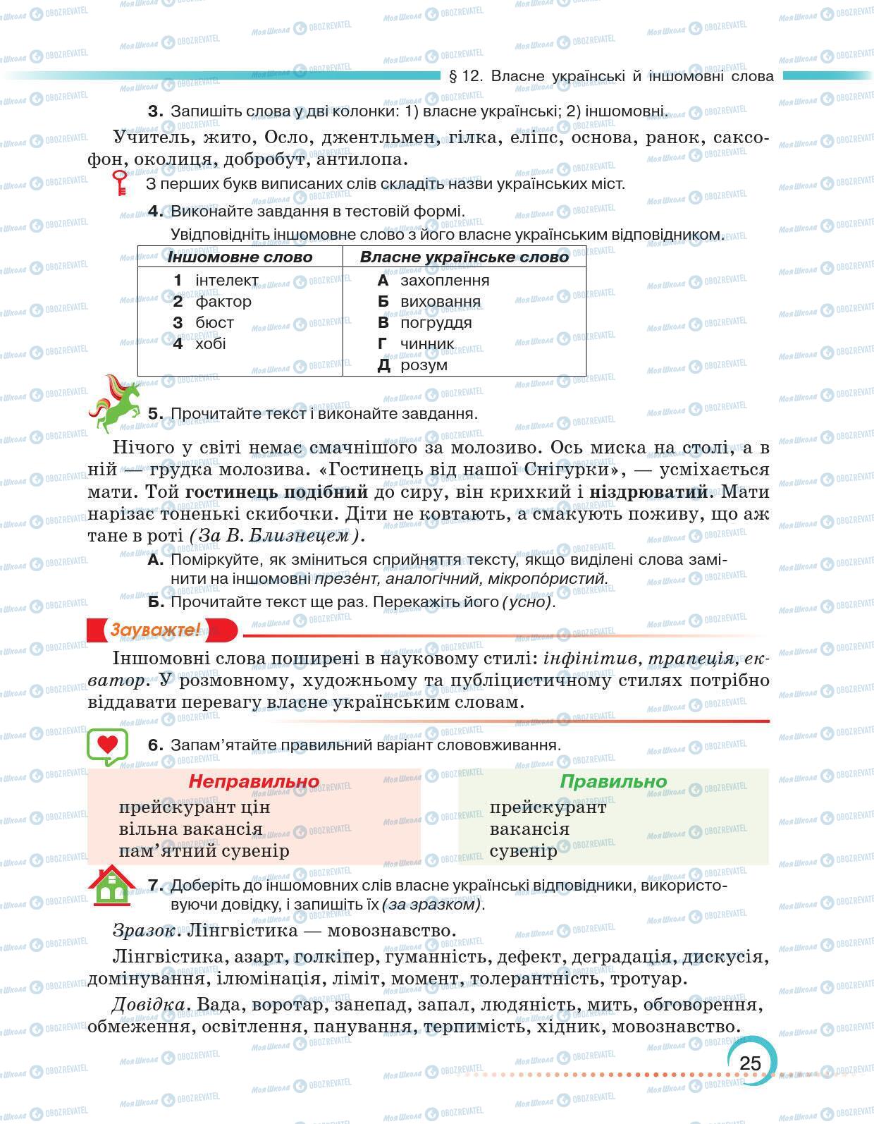 Учебники Укр мова 6 класс страница 25