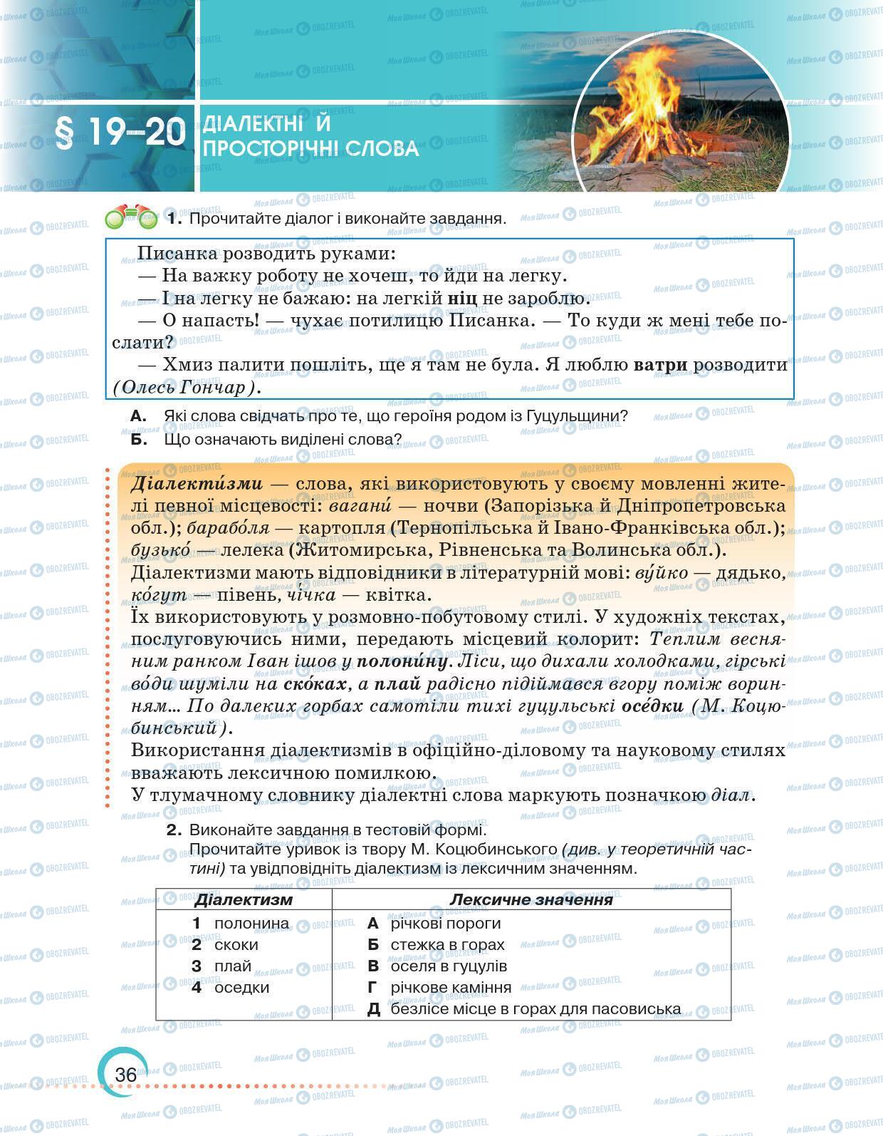 Підручники Українська мова 6 клас сторінка 36