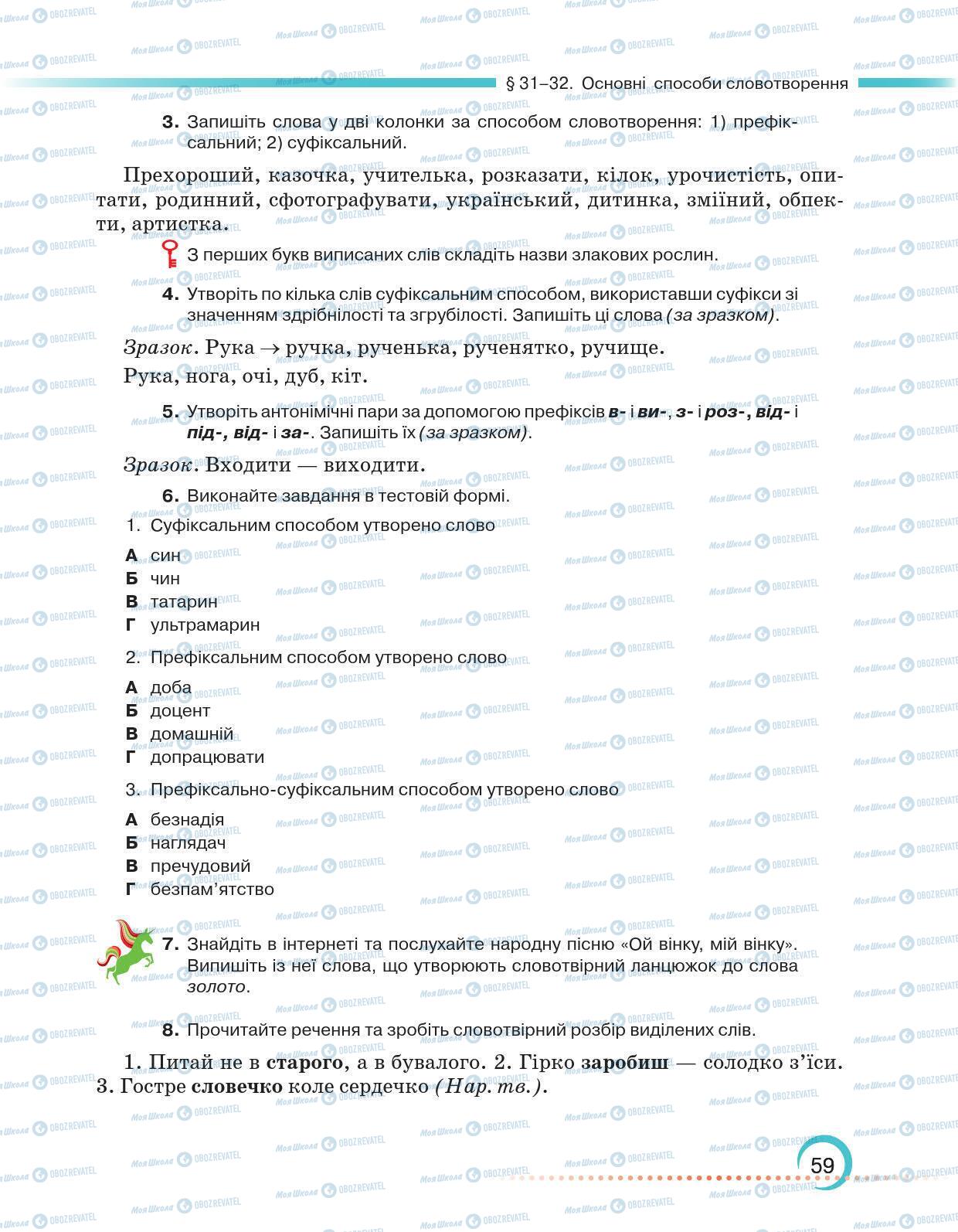 Підручники Українська мова 6 клас сторінка 59