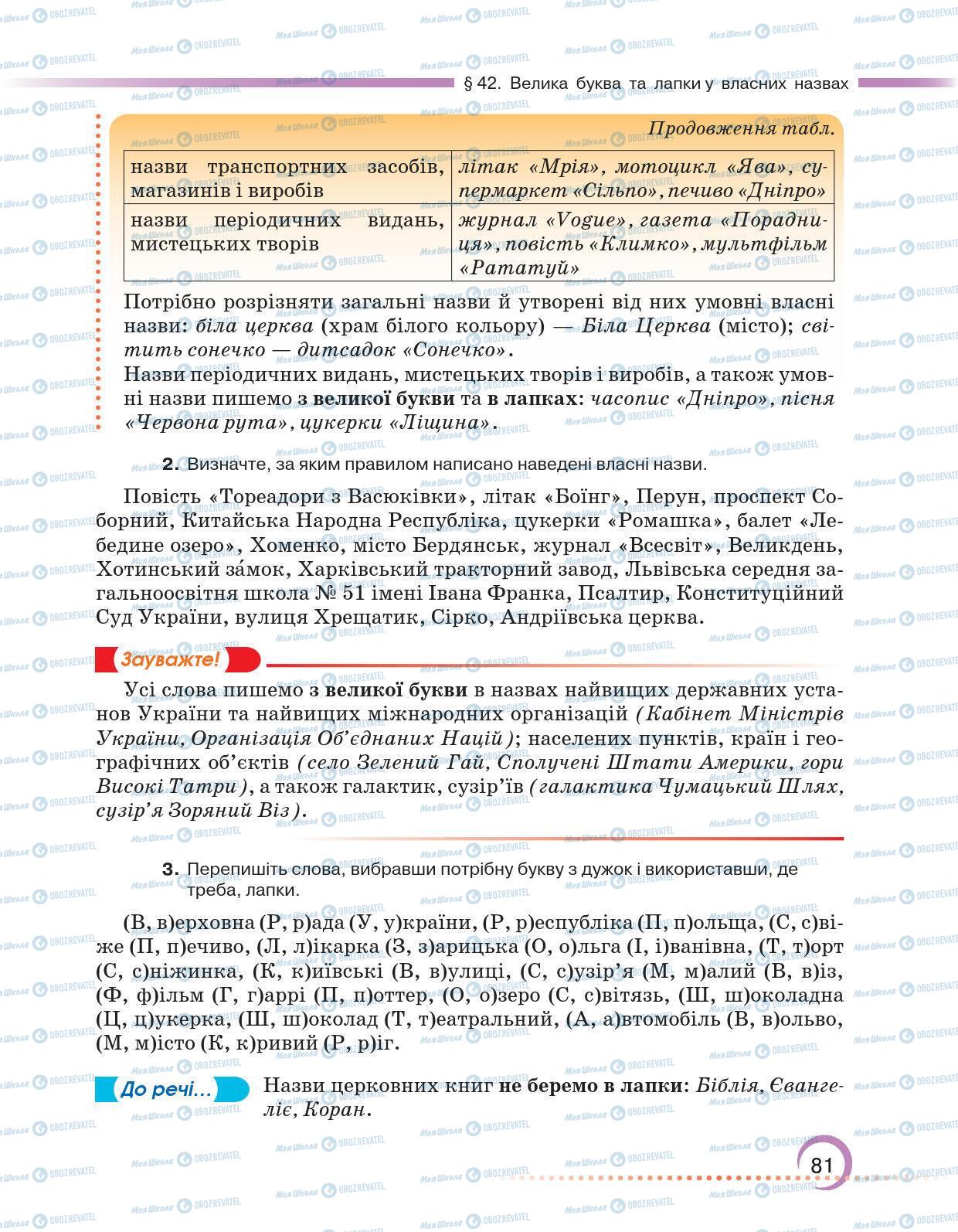 Підручники Українська мова 6 клас сторінка 81