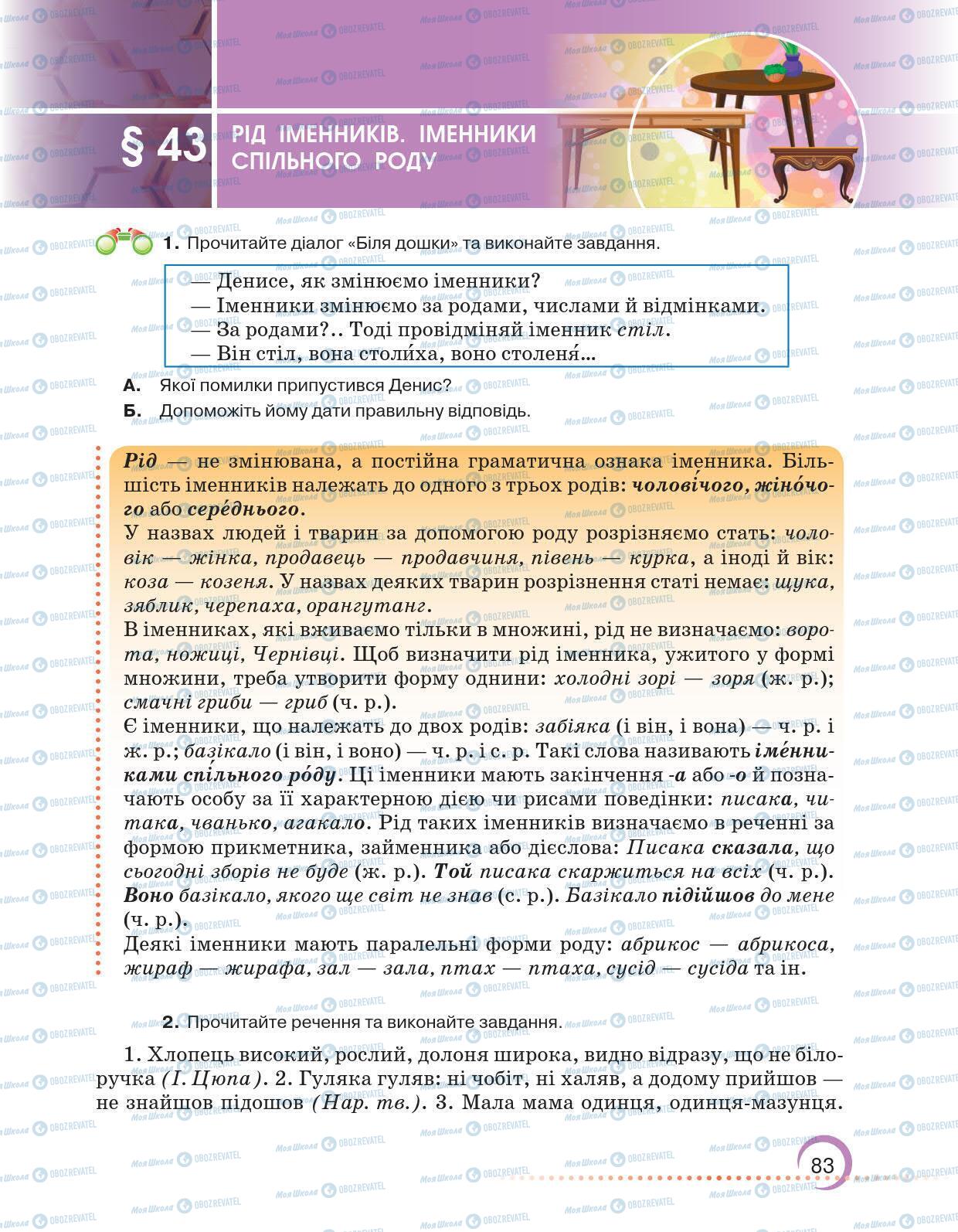 Учебники Укр мова 6 класс страница 83