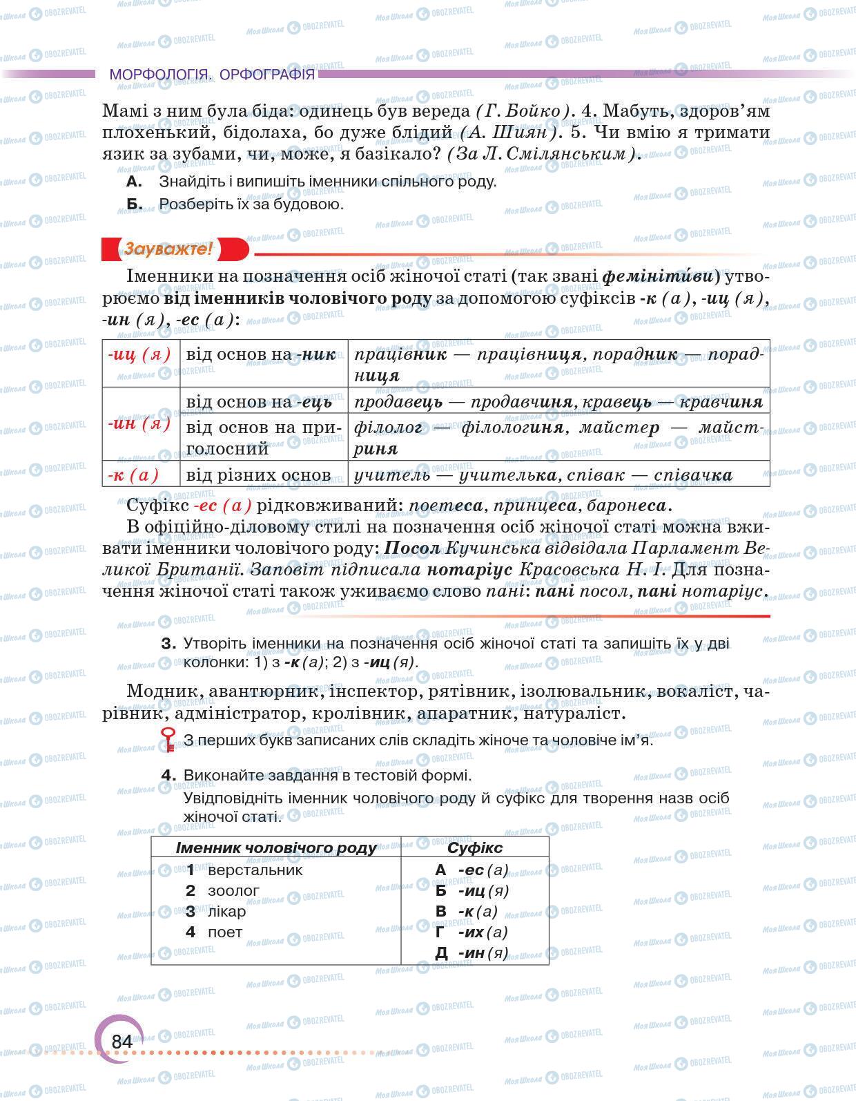 Учебники Укр мова 6 класс страница 84