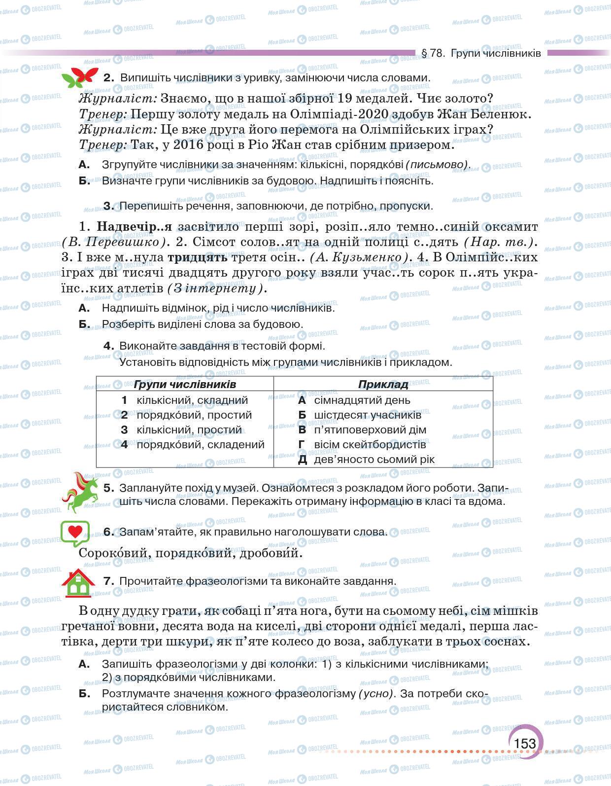 Підручники Українська мова 6 клас сторінка 153