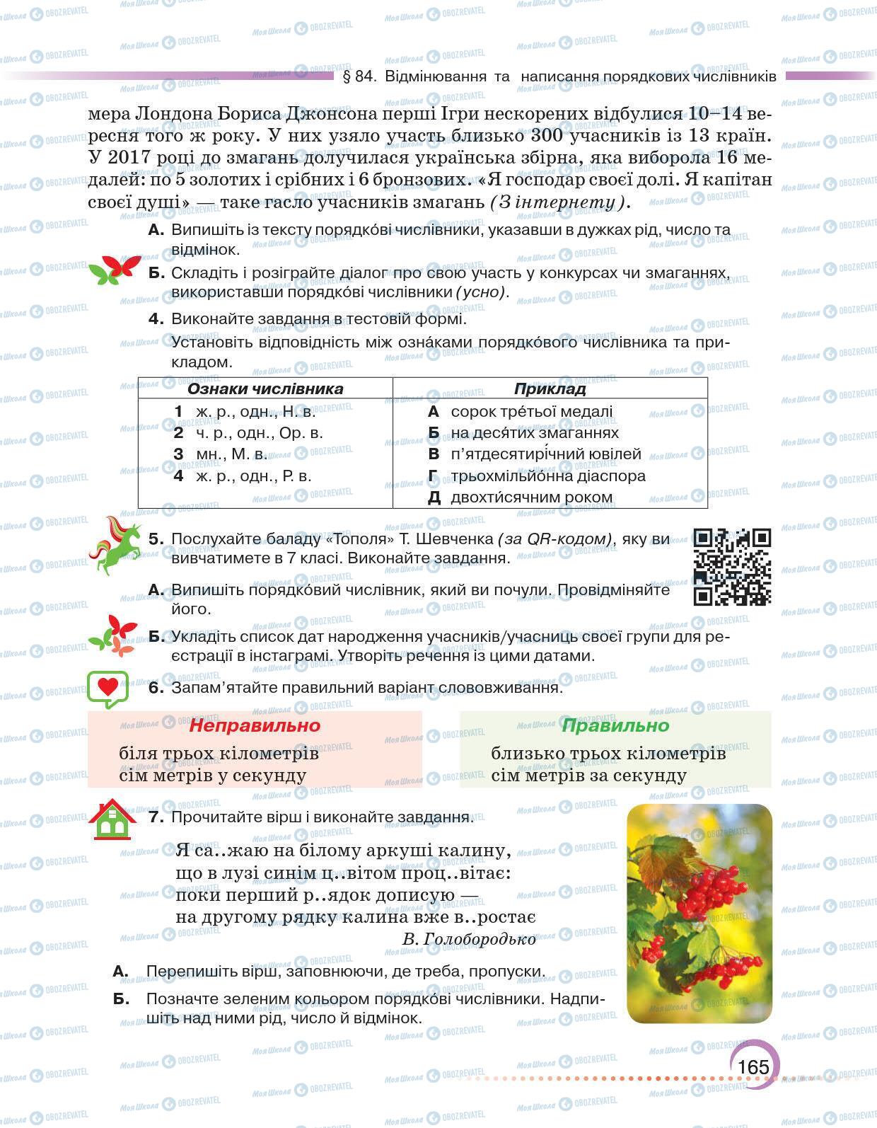 Підручники Українська мова 6 клас сторінка 165