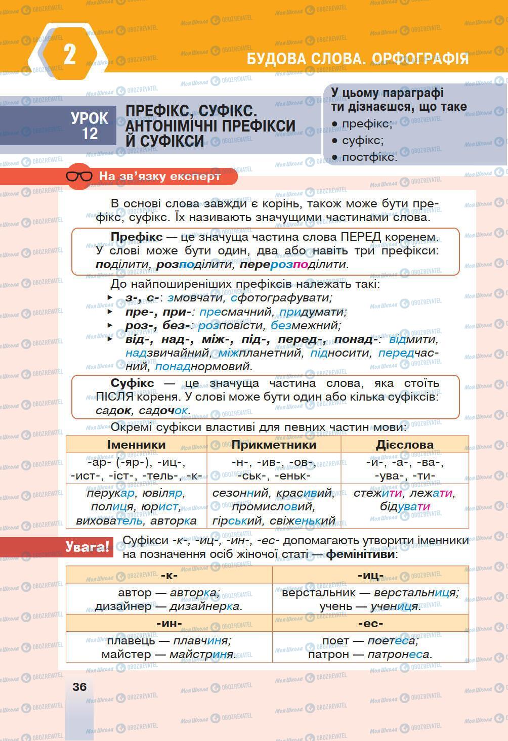 Учебники Укр мова 6 класс страница 36