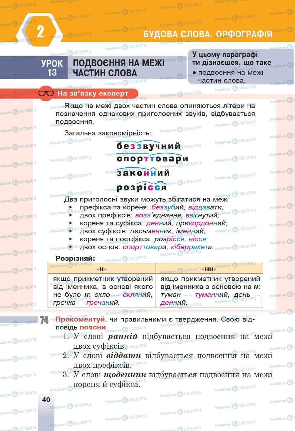 Підручники Українська мова 6 клас сторінка 40