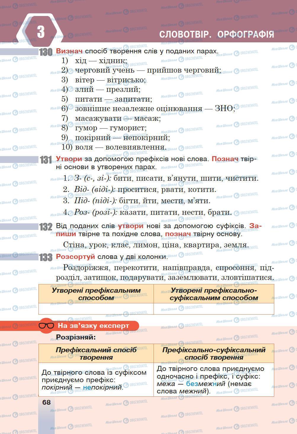 Учебники Укр мова 6 класс страница 68