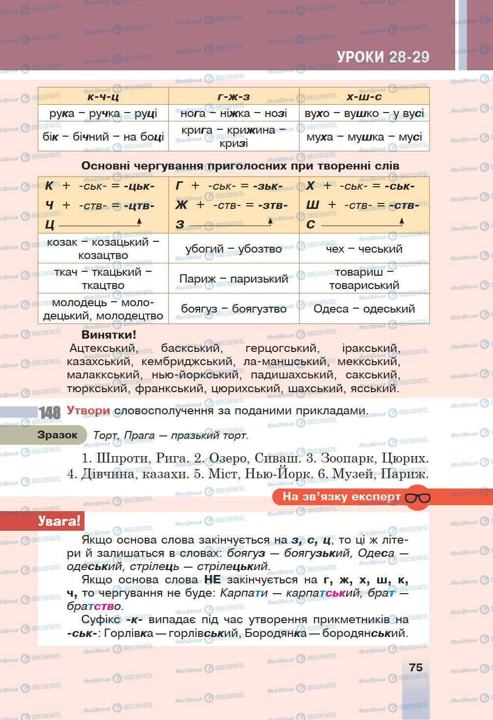 Підручники Українська мова 6 клас сторінка 75