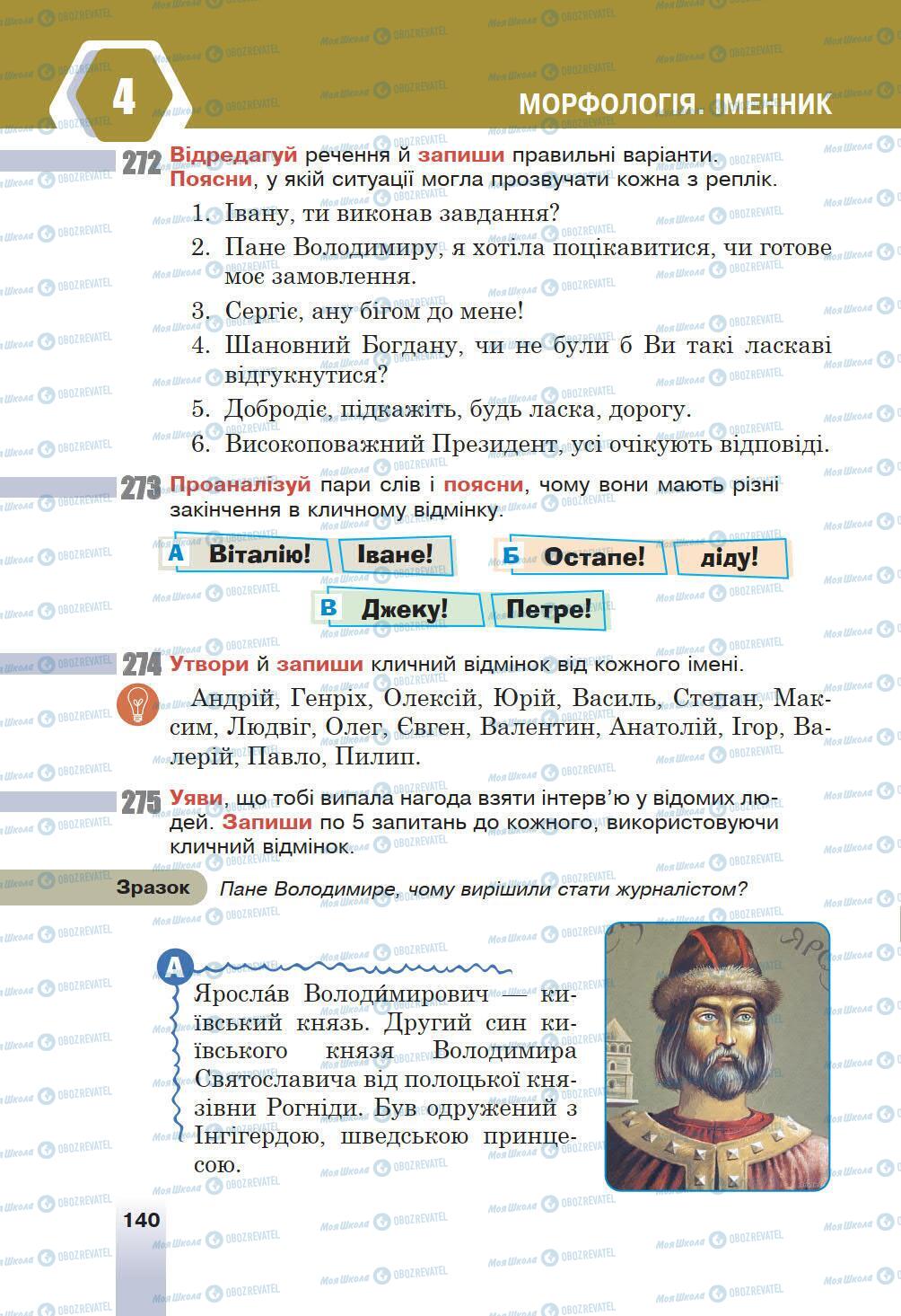 Підручники Українська мова 6 клас сторінка 140