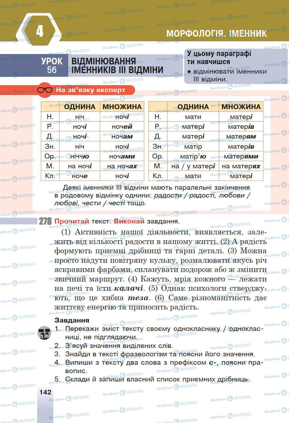 Учебники Укр мова 6 класс страница 142