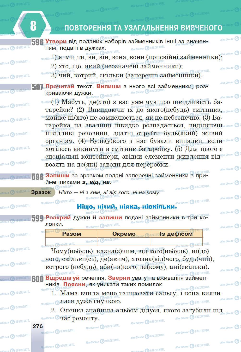 Учебники Укр мова 6 класс страница 276
