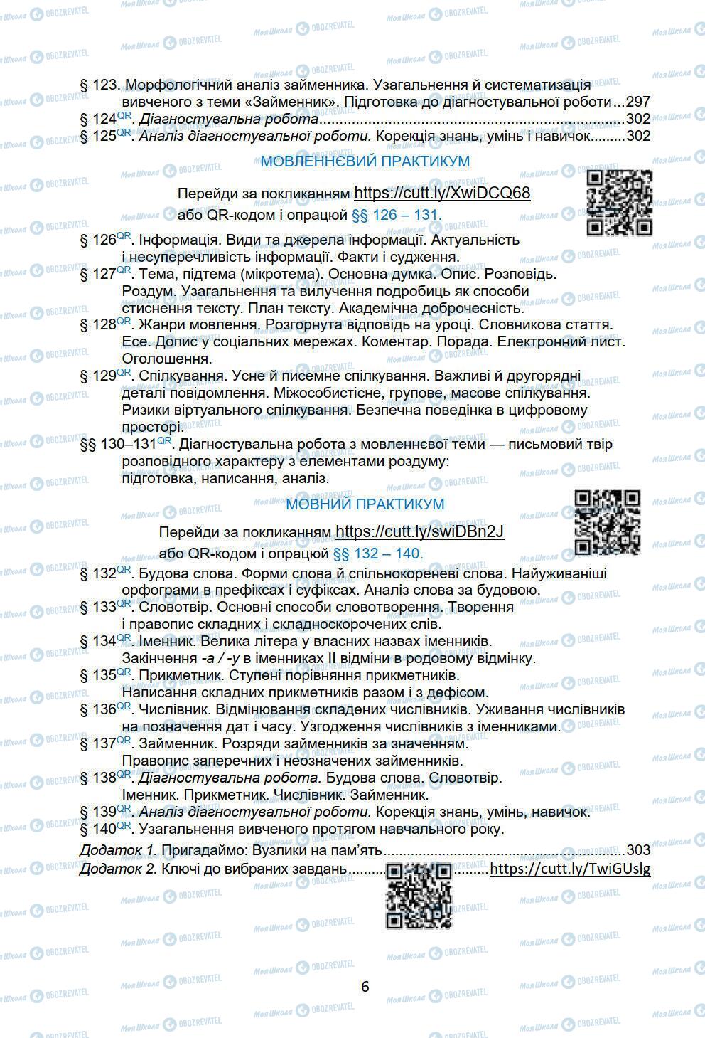 Підручники Українська мова 6 клас сторінка 6