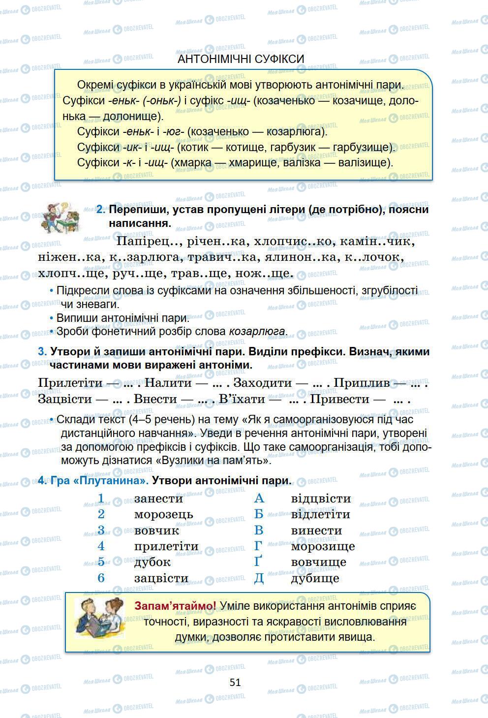 Підручники Українська мова 6 клас сторінка 51