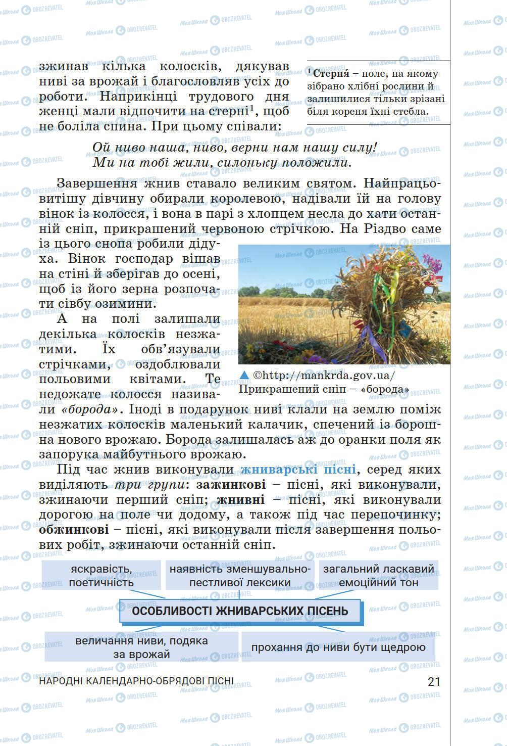 Підручники Українська література 6 клас сторінка 21