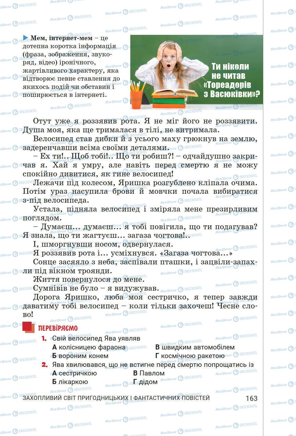 Підручники Українська література 6 клас сторінка 163