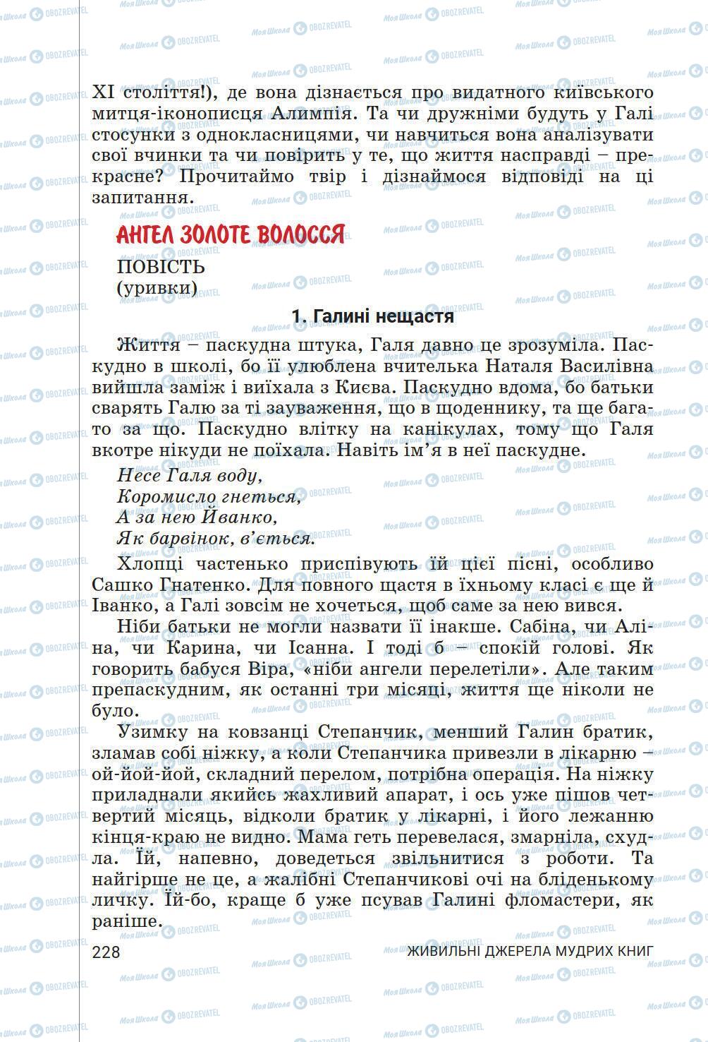 Підручники Українська література 6 клас сторінка 228