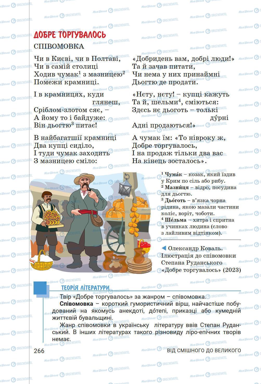 Підручники Українська література 6 клас сторінка 266