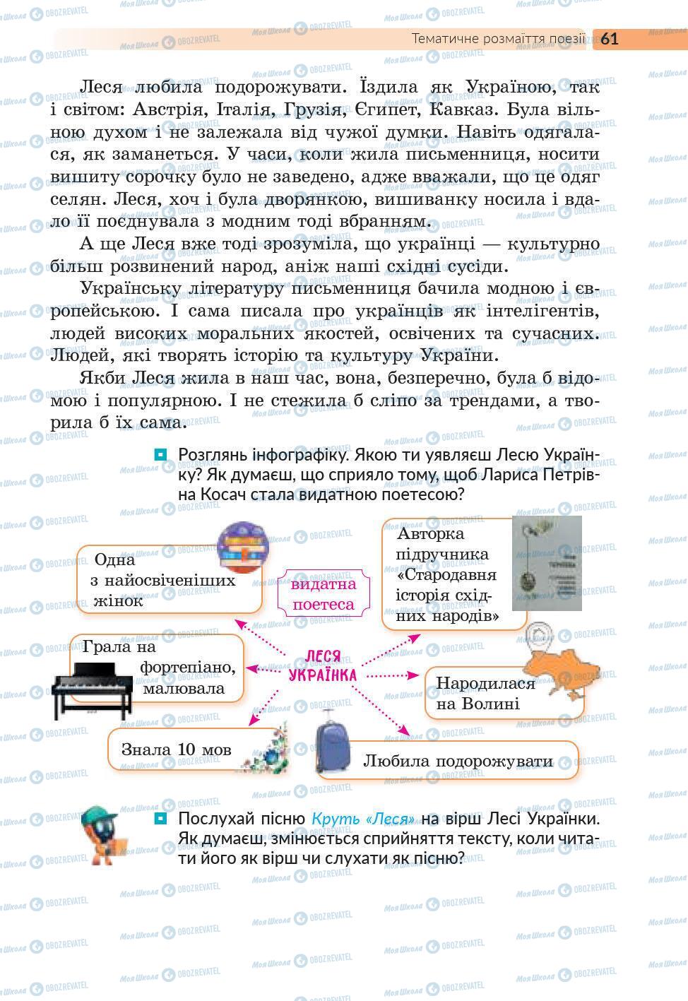 Підручники Українська література 6 клас сторінка 61