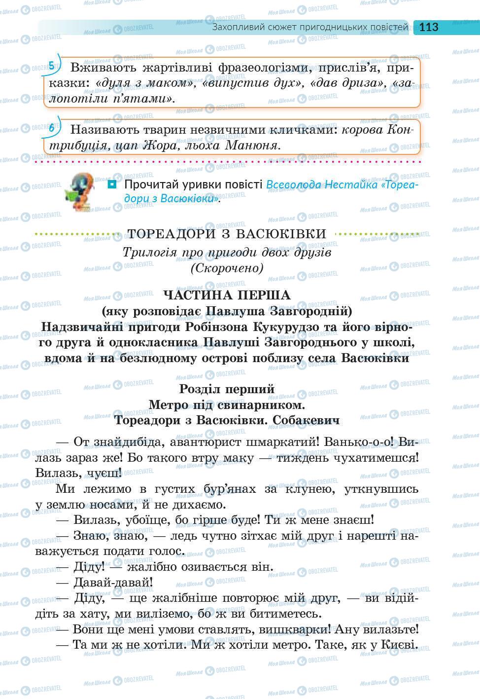 Підручники Українська література 6 клас сторінка 113