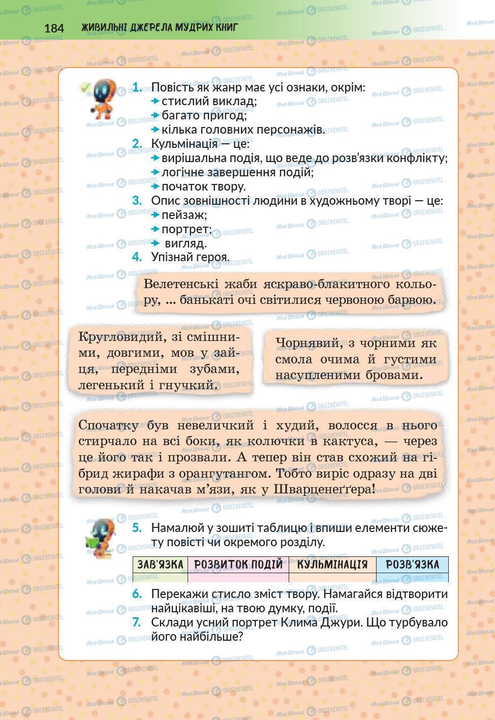 Підручники Українська література 6 клас сторінка 184