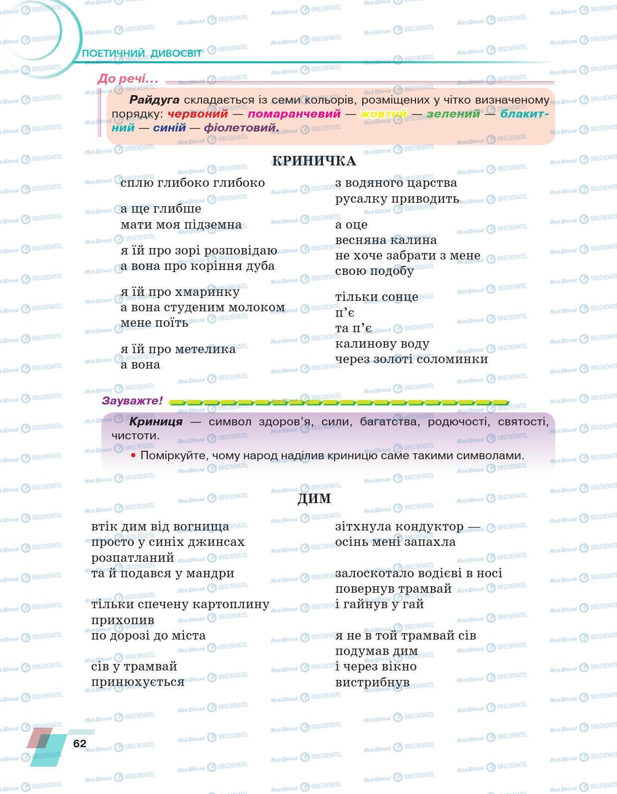 Учебники Укр лит 6 класс страница 62