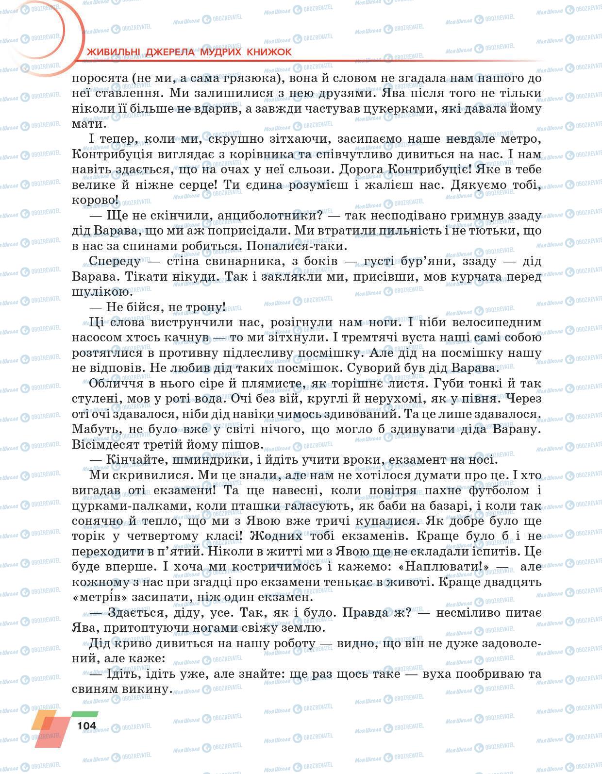 Підручники Українська література 6 клас сторінка 104