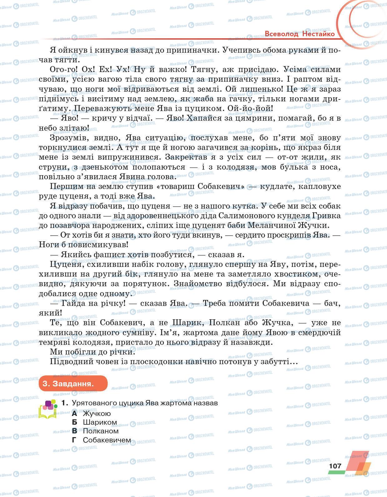 Підручники Українська література 6 клас сторінка 107