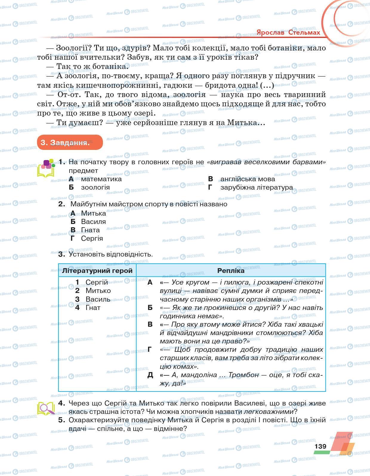 Учебники Укр лит 6 класс страница 139