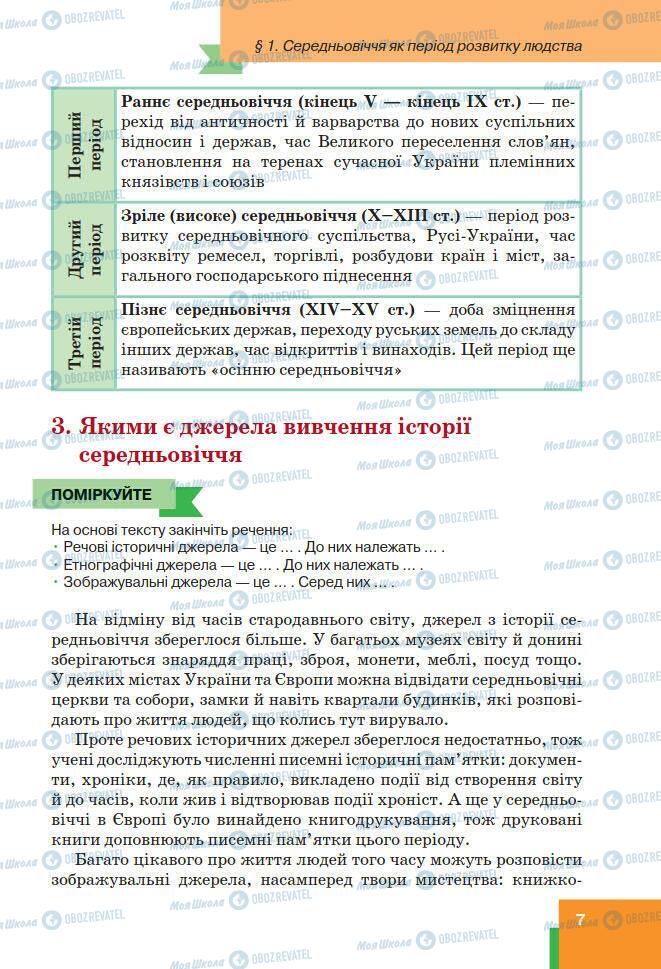 Підручники Всесвітня історія 7 клас сторінка 7