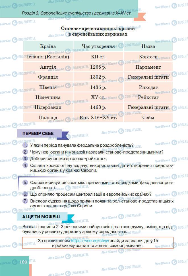 Підручники Всесвітня історія 7 клас сторінка 100