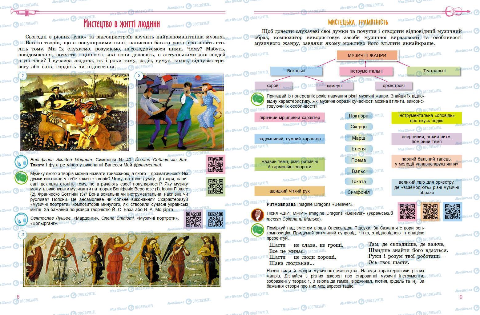 Підручники Мистецтво 7 клас сторінка 8-9