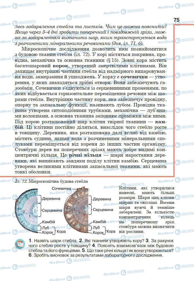 Підручники Біологія 7 клас сторінка 75